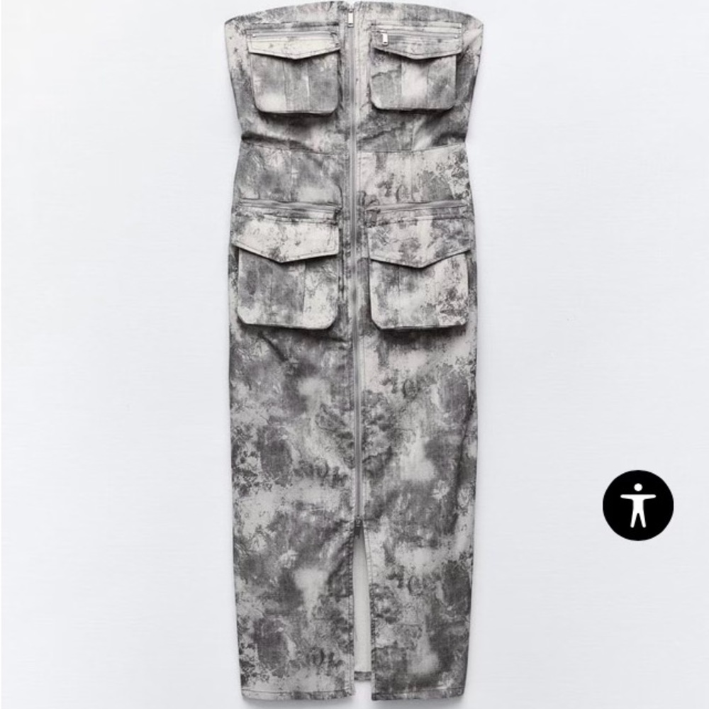 Zara strapless printed dress